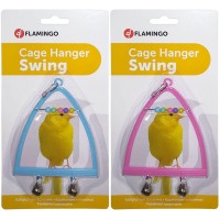 Flamingo  Swing+Abacus+Bell ФЛАМІНГО іграшка для птахів, жердинка, дзвіночок, лічильники, 10х13 см.