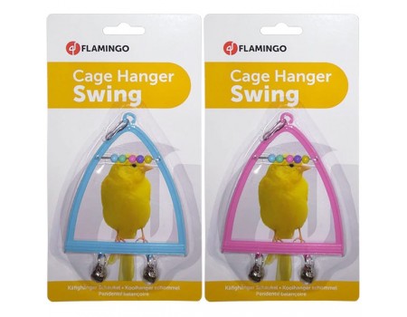 Flamingo  Swing+Abacus+Bell ФЛАМІНГО іграшка для птахів, жердинка, дзвіночок, лічильники, 10х13 см.