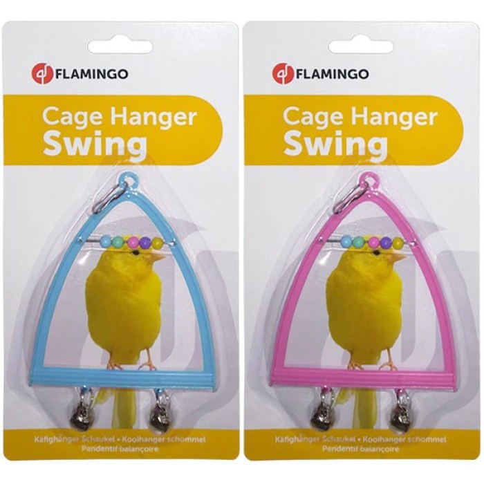 Flamingo  Swing+Abacus+Bell ФЛАМИНГО игрушка для птиц, жердочка, колокольчик, счеты , 10х13 см.