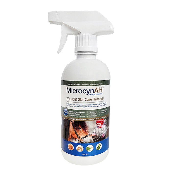 Microcyn Мікроцин WOUND&SKIN HYDROGEL гідрогель для обробки ран та догляду за шкірою всіх видів тварин, спрей-гель, 0.5 л