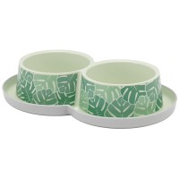 Moderna Double Trendy Dinner Eden МОДЕРНА двойная миска для котов, дизайн Эдем, 2х350 мл, d10см , светло-зеленая