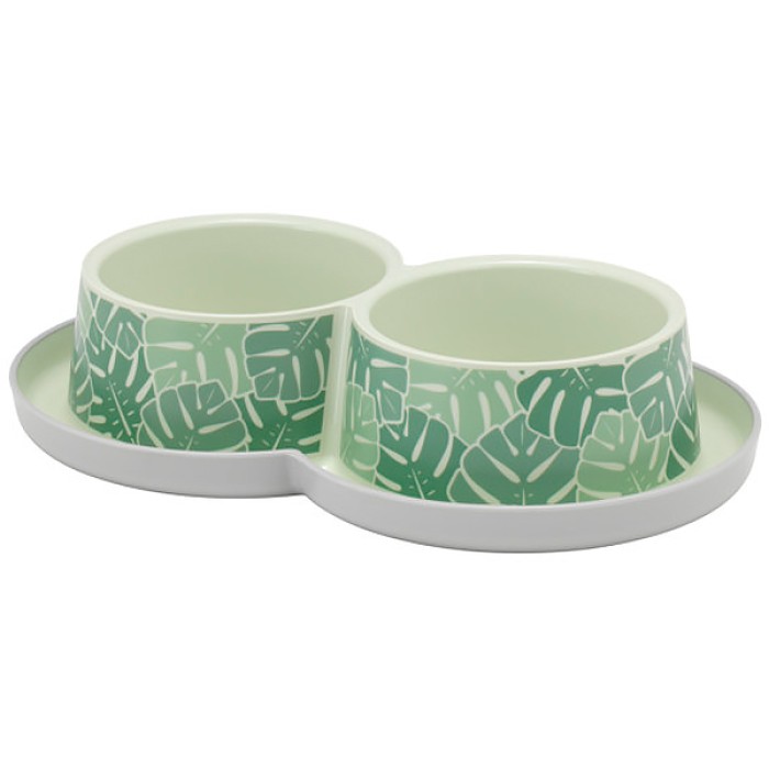 Moderna Double Trendy Dinner Eden МОДЕРНА подвійна миска для котів, дизайн Едем, 2х350 мл, d10см, світло-зелена