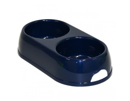 Moderna МОДЕРНА ЭКО двойная миска для собак и кошек, пластик, 2х570 мл, d-12 см , кобальт синий.