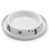 Moderna Trendy Dinner Cats in Love МОДЕРНА миска для кошек, защита от муравьев, пластик, светло-серый, дизайн Влюбленные Коты, 210мл, d15см