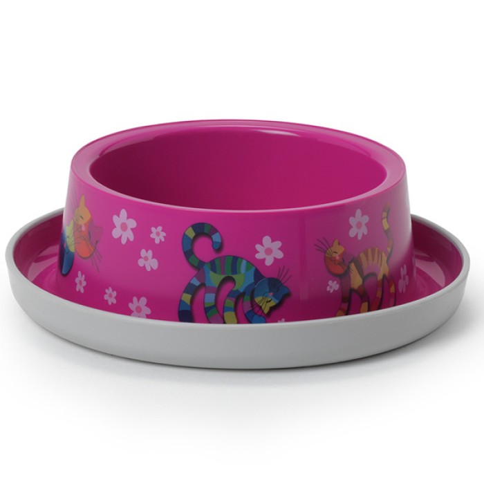 Moderna Trendy Dinner Cat Friends Forever МОДЕРНА миска для кошек, пластик, ярко-розовый, дизайн Друзья Навеки, 310мл, d16см