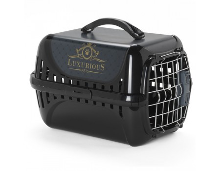Переноска для кішок Moderna Trendy Runner Luxurious Pets, з металевими дверцятами та замком, 49,4см х 32,2см х 30,4см, чорна