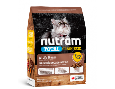 Сухой корм T22 Nutram Total Grain-Free Turkey & Chiken для кошек, с курицей и индейкой, беззерновой, 1,13 кг
