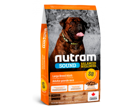 S8 Nutram Sound Balanced Wellness® Large Breed Adult Dog Food Рецепт с курицей и овсянкой Для взрослых собак крупных пород 11.4 кг