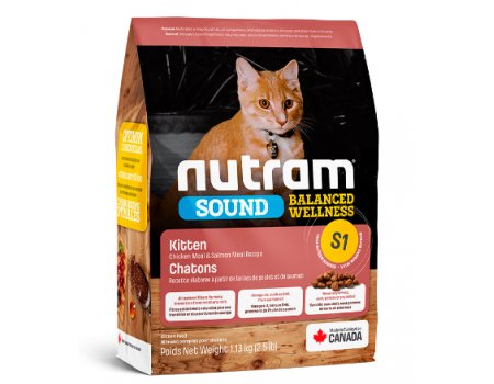 S1 NUTRAM Sound Balanced Wellness Kitten Food Рецепт с курицей и лососем Для котят 5.4 кг