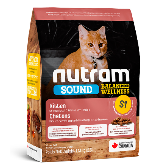 S1 NUTRAM Sound Balanced Wellness Kitten Рецепт с курицей и лососем Для котят 1.13 кг