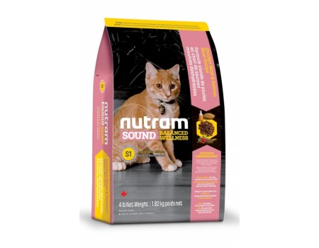 S1 NUTRAM Sound Balanced Wellness Kitten Рецепт з куркою та лососем Для кошенят 0,34 кг