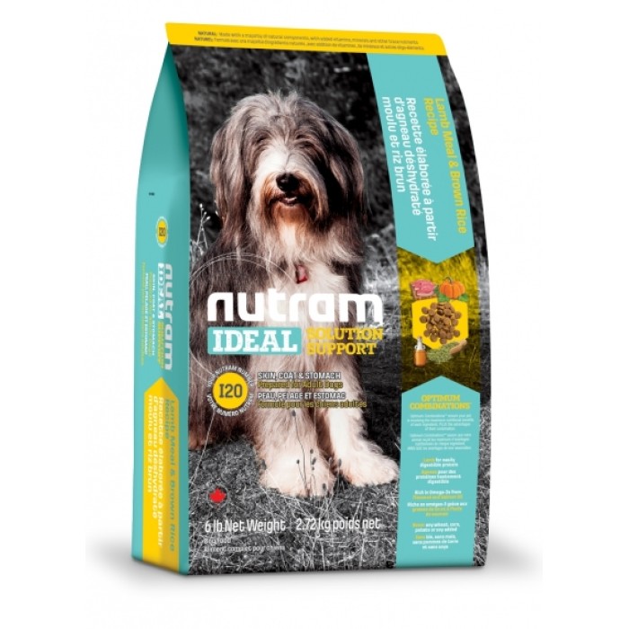 Сухой корм I20 NUTRAM Ideal Solution Support Skin, Coat & Stomach,  с ягненком и коричневым рисом, 20 кг 