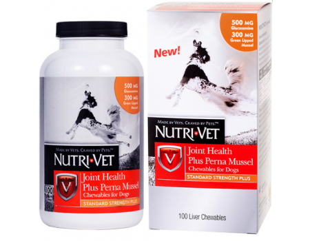 Nutri-Vet Joint Health Plus Perna Mussel НУТРИ-ВЕТ ЗДОРОВЬЕ СУСТАВОВ СТАНДАРТ ПЛЮС жевательные таблетки с глюкозамином, мидиями, МСМ для собак, 100 табл