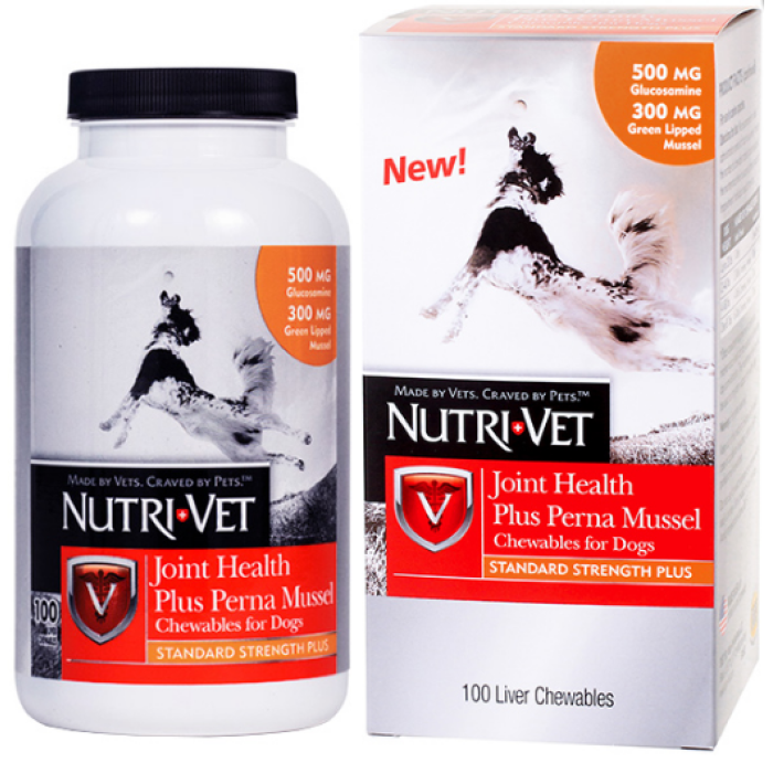 Жевательные таблетки для собак Nutri-Vet Joint Health Plus Perna Mussel, с глюкозамином, мидиями, 100 табл
