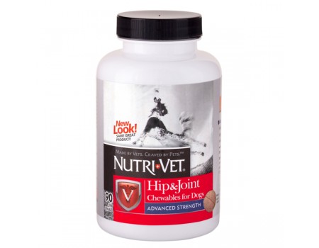 Nutri-Vet Hip&Joint Advanced НУТРИ-ВЕТ СВЯЗКИ И СУСТАВЫ АДВАНСИД, 3 уровень, глюкозамин и хондроитиндля собак, с МСМ, 90 табл.