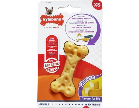Nylabone Extreme Chew Cheese Bone НИЛАБОН СЫРНАЯ КОСТОЧКА жевательная игрушка для собак, вкус сыра, XS, до 7 кг, 7.5х3,5х1 см