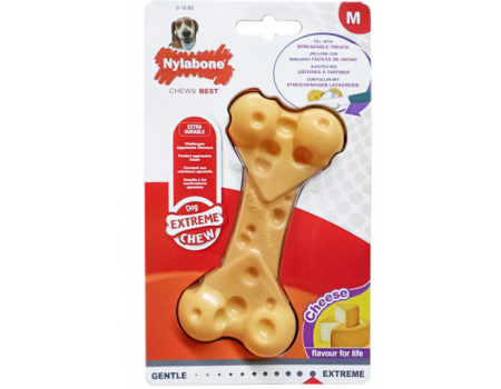 Nylabone Extreme Chew Cheese Bone НІЛАБОН СИРНА КІСТОЧКА жувальна іграшка для собак, смак сиру, M, до 16 кг, 12.5х6х3 см