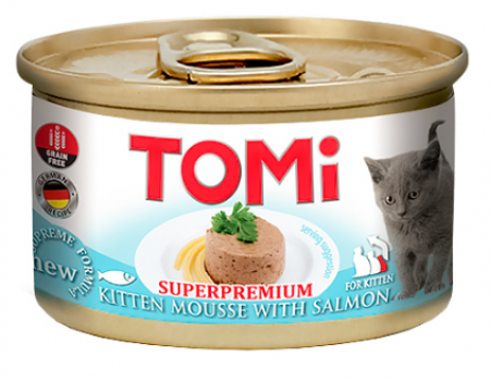 TOMi For Kitten with Salmon ТОМИ ДЛЯ КОТЯТ ЛОСОСЬ консервы для котят, мусс, 0.085 кг.