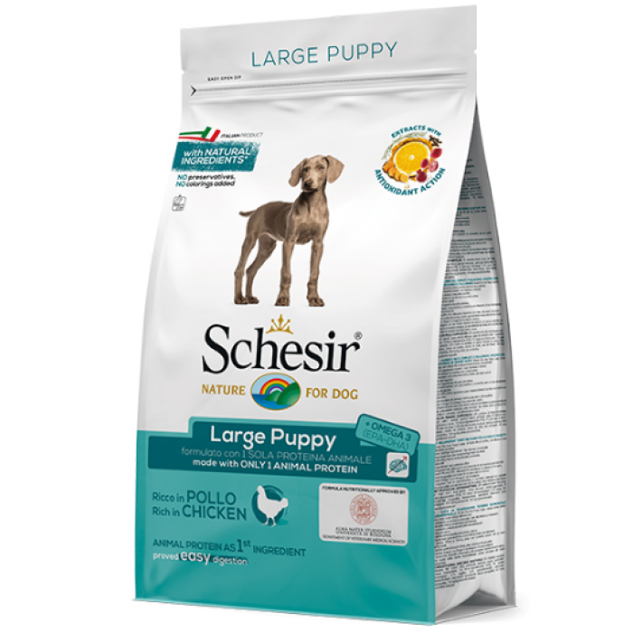 Schesir Dog Large Puppy ШЕЗИР ЦУЦЯ ВЕЛИКИХ КУРИЦЯ сухий монопротеїновий корм для цуценят великих порід, 12 кг,