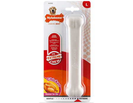 Nylabone Extreme Chew Bone НИЛАБОН БОУН жевательная игрушка кость для собак, вкус курицы, L, до 23 кг, 19.7х4.4х2.5 см