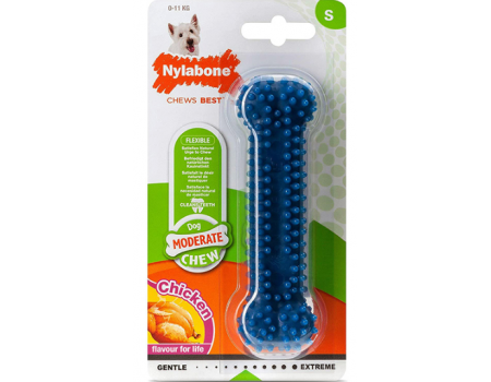 Nylabone Moderate Chew Dental Bone НІЛАБОН ДЕНТАЛ БОУН жувальна іграшка кістка для собак, смак курки, S, до 11 кг, 12.1х3.8х2.5 см