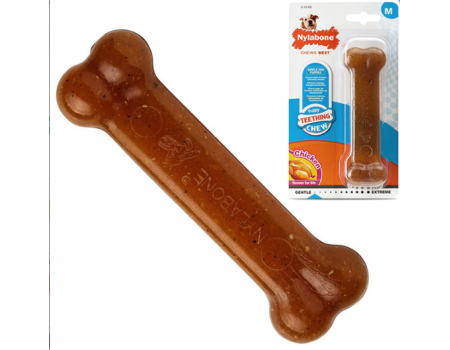 Nylabone Puppy Chew Bone НІЛАБОН БОУН кістка жувальна іграшка для цуценят, смак курки, M, до 16 кг, 13.3х4.4х2.5 см