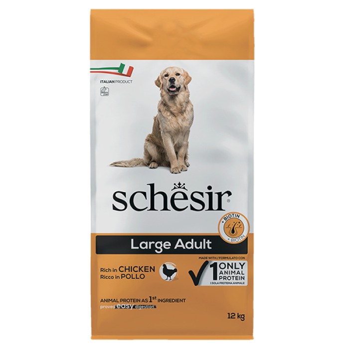 Schesir Dog Large Adult Chicken ШЕЗИР ВЗРОСЛЫЙ КРУПНЫХ КУРИЦА сухой монопротеиновый корм для собак крупных пород,  12 кг , 