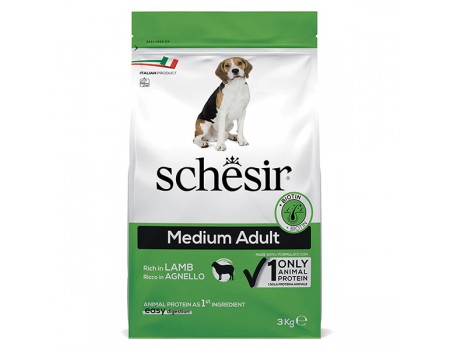 Schesir Dog Medium Adult Lamb ШЕЗІР ДОРОСЛИЙ СЕРЕДНІХ ЯГНЯ сухий монопротеїновий корм для собак середніх порід, 3 кг,