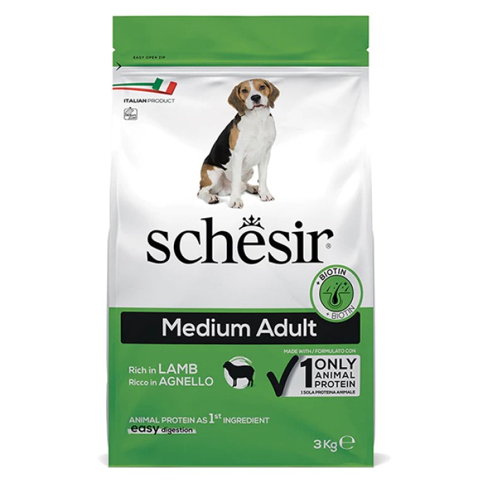 Schesir Dog Medium Adult Lamb ШЕЗИР ВЗРОСЛЫЙ СРЕДНИХ ЯГНЕЦ сухой монопротеиновый корм для собак средних пород,  3 кг