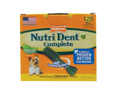 Жевательное лакомство Nylabone Nutri Dent Chicken Mini, для чистки зубов собак до 4,5 кг, курица, цена за 1шт, 125 шт/уп