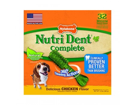 Жувальні ласощі Nylabone Nutri Dent Chicken Medium, для чищення зубів собак до 16 кг, курка, ціна за 1шт, 32 шт/уп