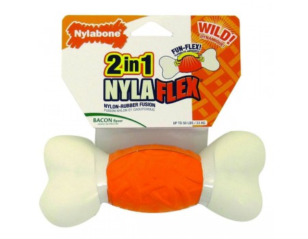 Nylabone NylaFlex Bone НІЛАБОН НІЛАФЛЕКС БОН іграшка кістка для собак з помірним стилем гризіння, смак бекону, нейлон-гума, собаки до 23 кг