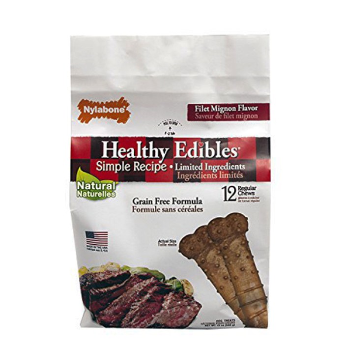 Беззерновое лакомство для собак Nylabone Healthy Edibles Regular, чувствительный желудок, цена/шт, 12 шт/уп.