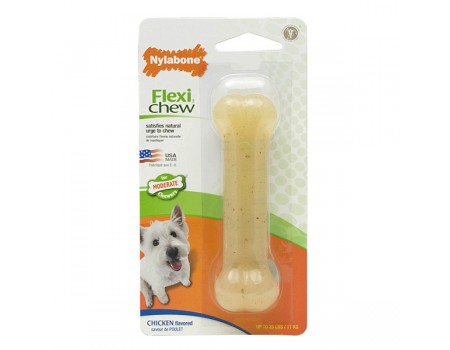 Nylabone Flexi Chew Regular НИЛАБОН ФЛЕКСИ ЧЬЮ жевательная игрушка кость для собак до 11 кг с умеренным стилем грызения, вкус курицы