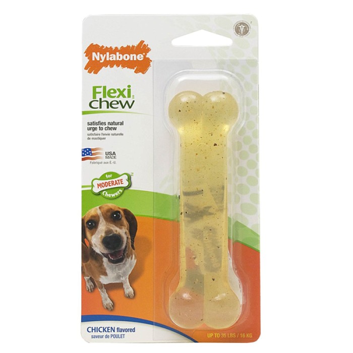 Nylabone Flexi Chew Wolf НИЛАБОН ФЛЕКСИ ЧЬЮ жевательная игрушка кость для собак до 16 кг, вкус курицы