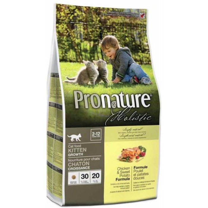 Pronature Holistic Kitten Chicken&Sweet Potato ПРОНАТЮР ХОЛІСТИК З КУРИЦЮ І БАТАТОМ сухий корм для кошенят всіх порід 5.44 кг.