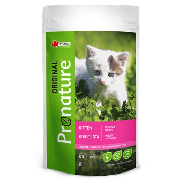 Pronature Original Kitten Chicken ПРОНАТЮР ОРИДЖИНАЛ КОТЕНКА КУРИЦЯ сухий корм для кошенят, з куркою 0,34 кг.