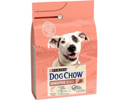 Dog Chow Sensitive cухой корм для собак с чувствительным пищеварением, с лососем, 2,5 кг