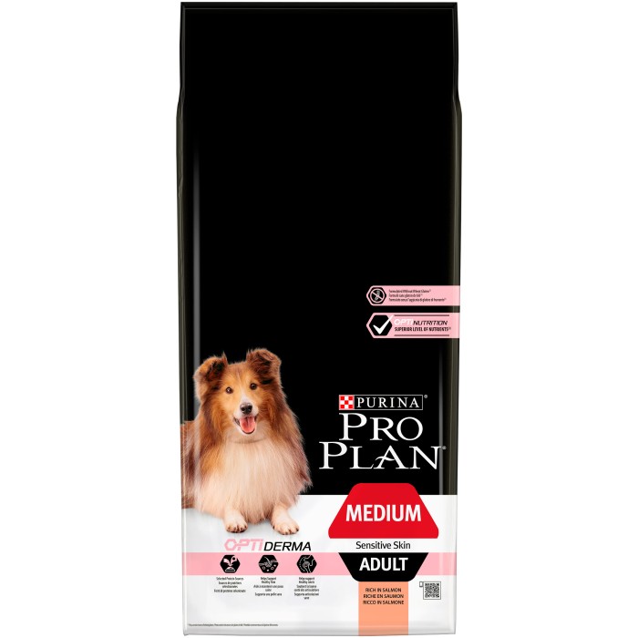 PRO PLAN  OPTIDERMA Medium Sensitive для взрослых собак пород с чувствительной кожей, лосось 14 кг