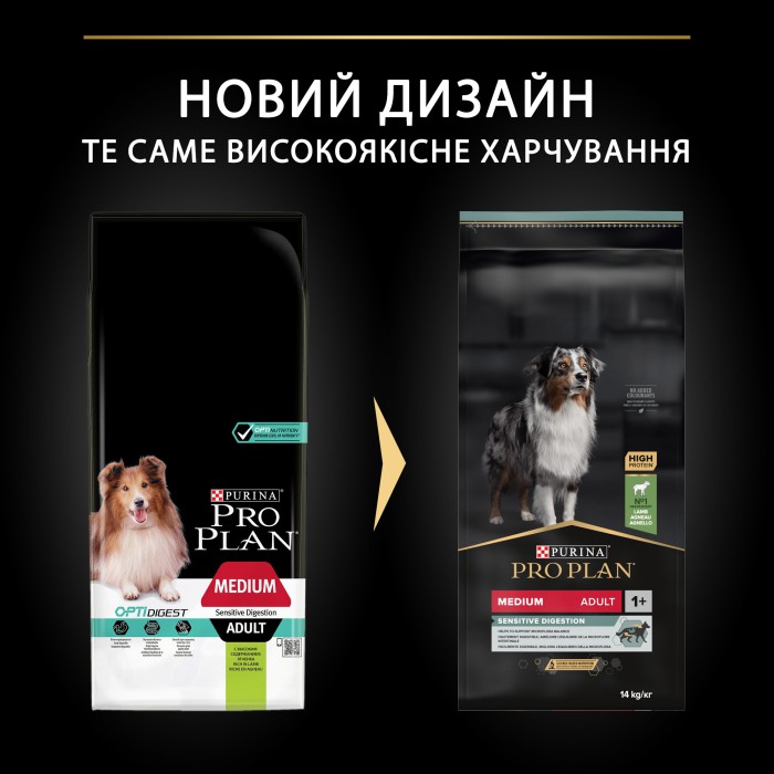 PRO PLAN OPTIDERMA Medium Sensitive для дорослих собак з чутливою шкірою, з ягнятком 14 кг