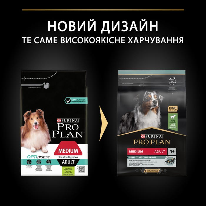 PRO PLAN OPTIDERMA Medium Sensitive для дорослих собак з чутливою шкірою, з ягнятком 3 кг