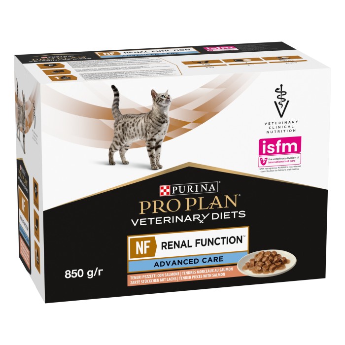 PRO PLAN  Veterinary Diets NF для кошек с патологией почек, лосось, 85 г упаковка 10 паучей