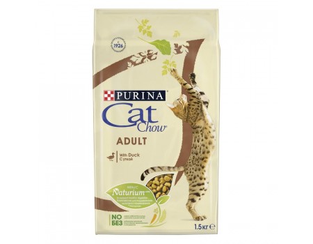 Cat Chow сухой корм для взрослых кошек с уткой 1,5 кг