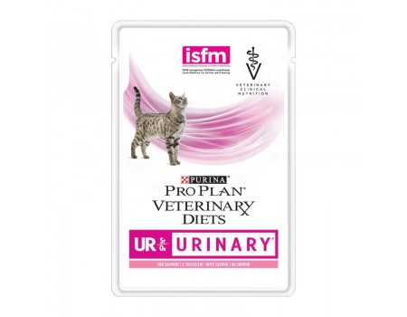 Pro Plan Veterinary Diets UR, корм для кішок при хворобах нижніх відділів сечовивідних шляхів з лососем, 85 г упаковка 10 пауків
