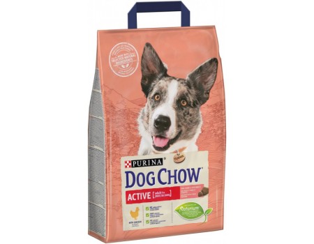 Dog Chow Adult Active для взрослых активных собак с курицей 2,5 кг