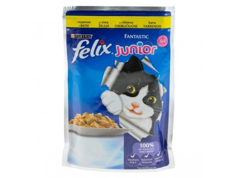Консервы Felix Fantastic junior аппетитные кусочки с курицей для котят 100 гр