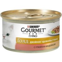 Gourmet Gold  Влажный корм Двойное удовольствие с уткой и индейкой 85 г 