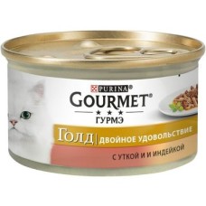Gourmet Gold  Влажный корм Двойное удовольствие с уткой и индейкой 85 г 