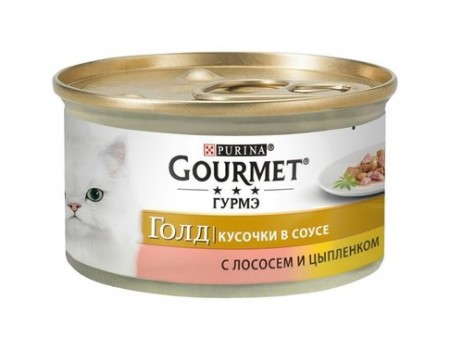 Gourmet Gold Вологий корм з лососем та курчам, шматочки в підливі 85 г