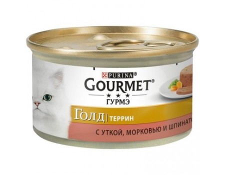 Gourmet Gold Вологий корм з качкою, морквою та шпинатом, шматочки в паштеті 85 г
